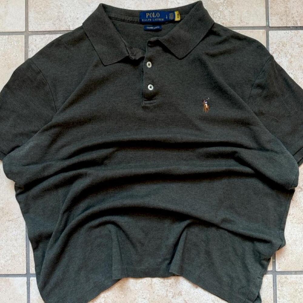 Polo by Ralph Lauren Custom Slim Fit Olive Green Short Sleeve Polo Shirt Size L